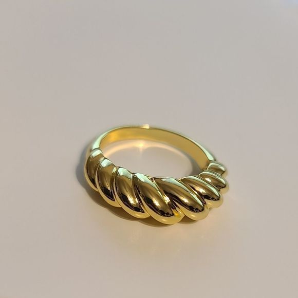 Gold Croissant Dome Ring - Picture 5 of 7
